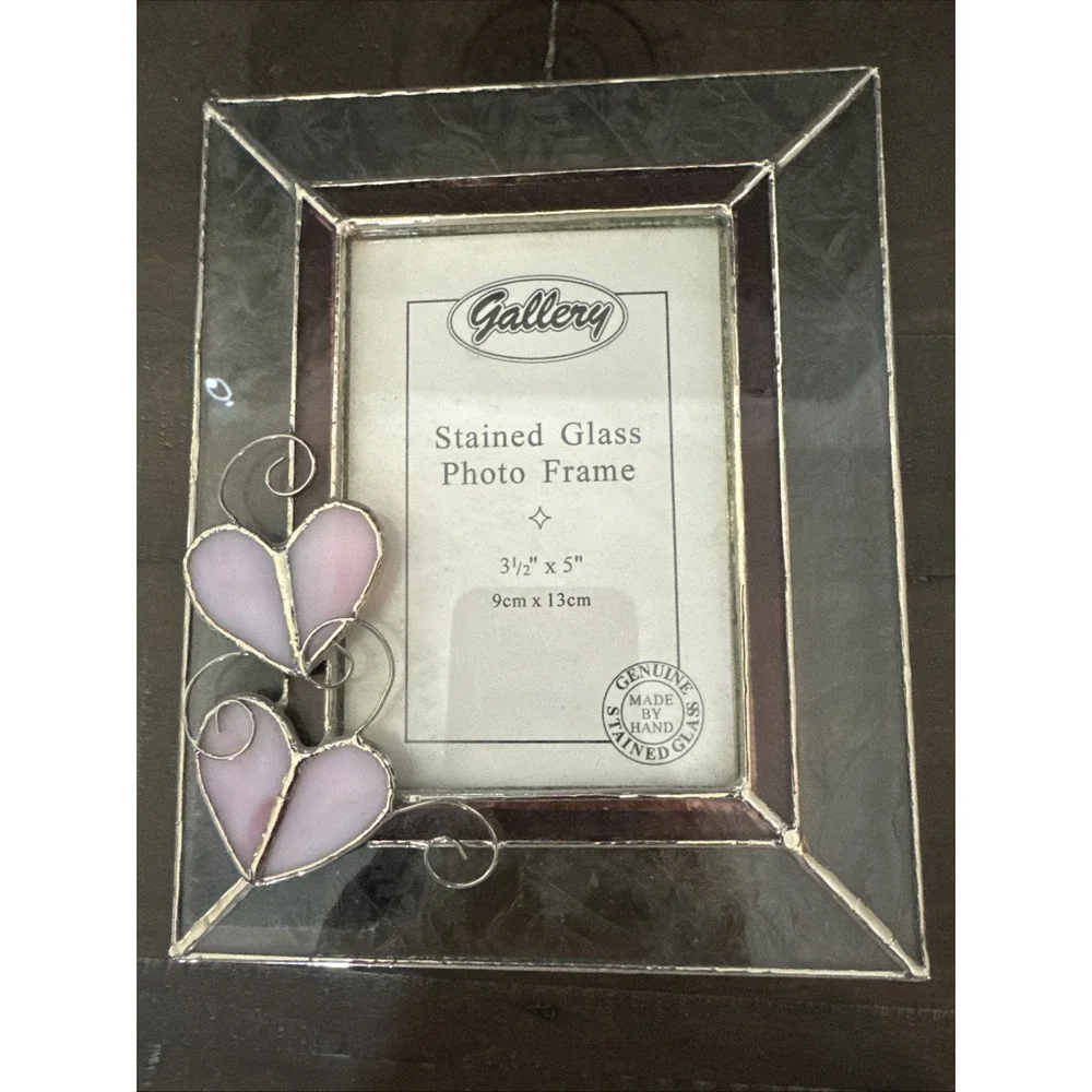 VTG Gallery 3D Purple Heart  Stained Glass Picture Frame 3.5